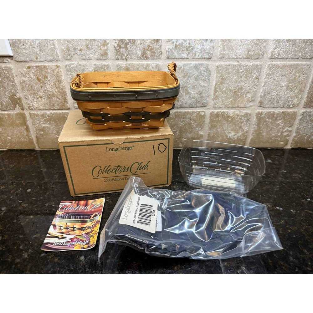 Longaberger Collectors Club 2000 Edition Renewal Basket NEW Plastic Fabric Liner